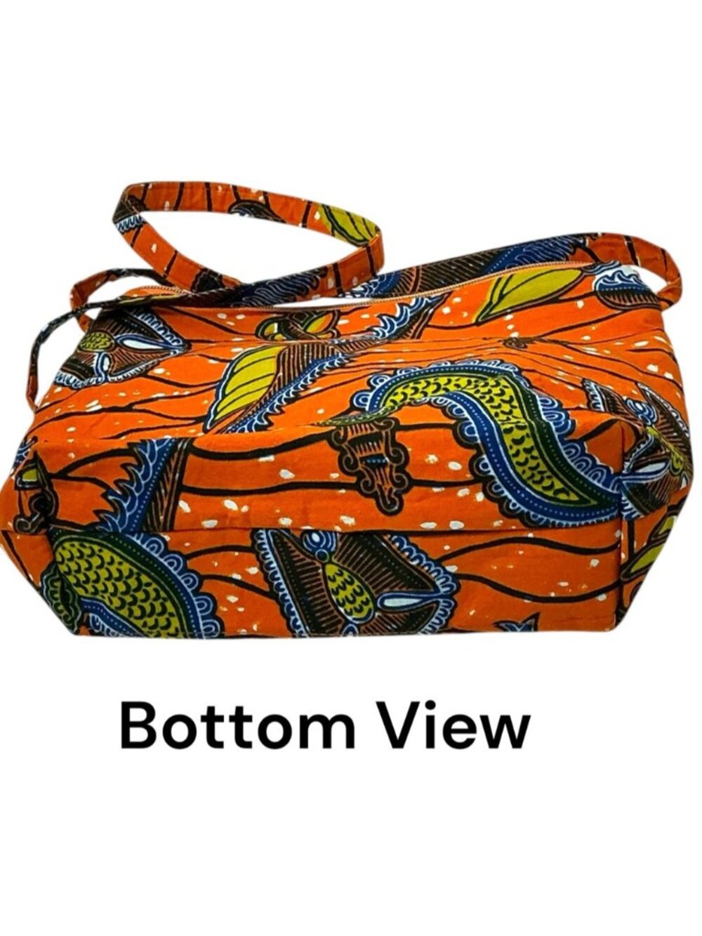 African Print Shoulder Bag Handmade 100% Cotton Orange Multi Aya Fair Trade - Picture 10 of 16